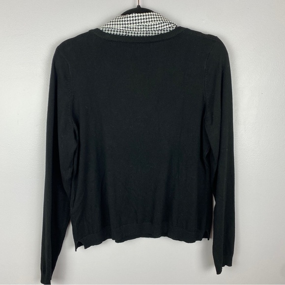 Adriana Papell Black Houndstooth Collar Viscose Blend Sweater Large - Picture 8 of 8